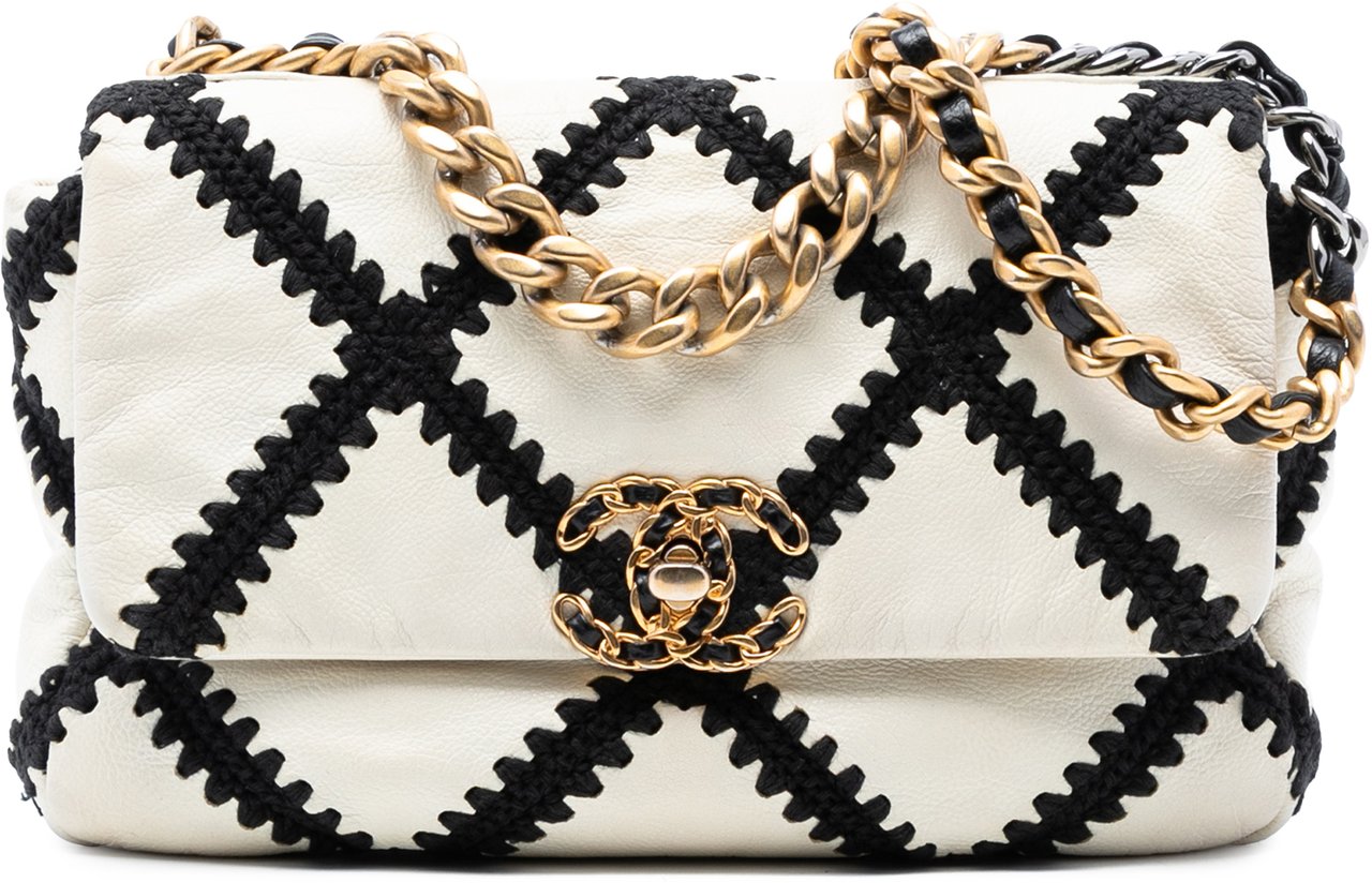 Chanel Medium Crochet Calfskin 19 Flap Wit