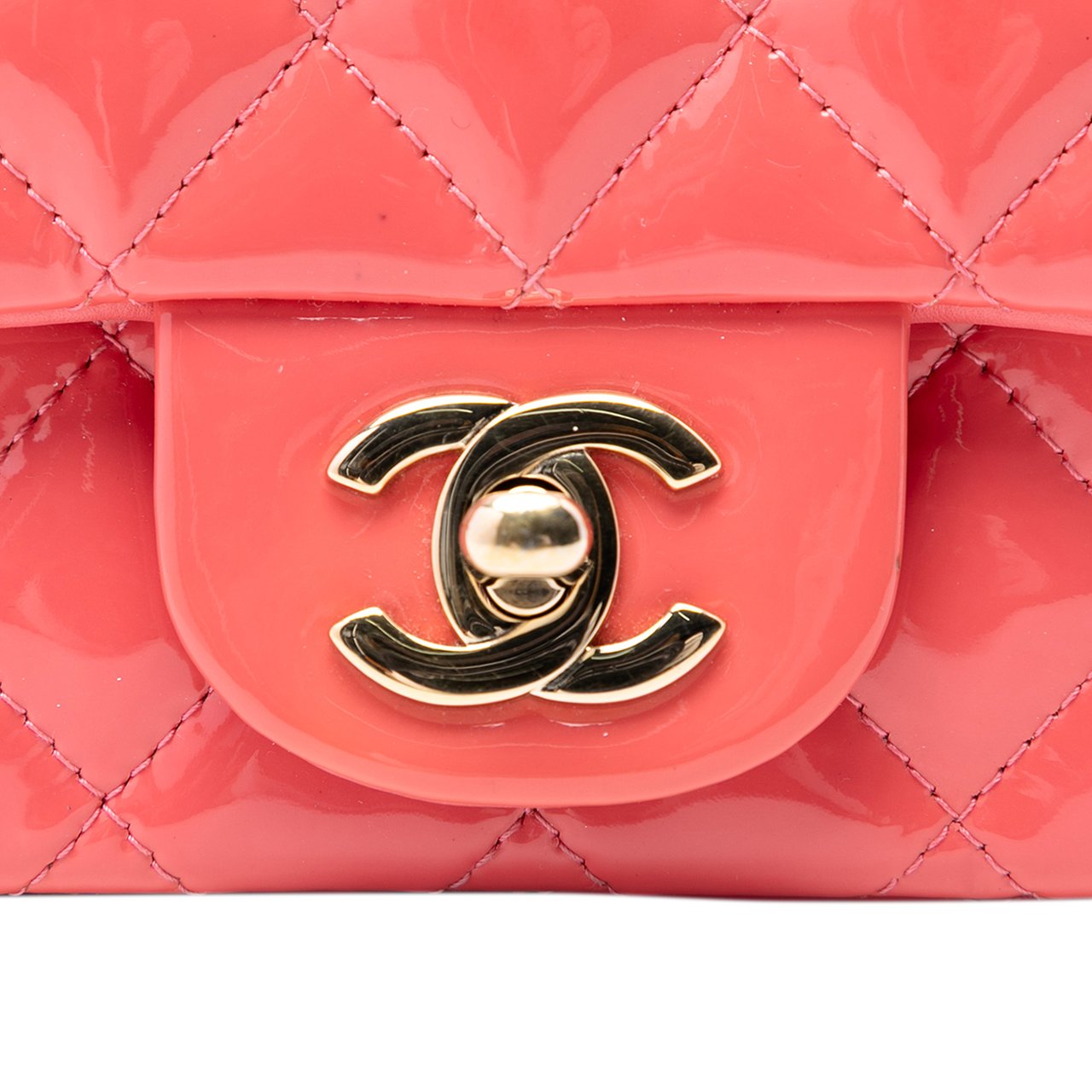 Chanel Mini Square Classic Patent Single Flap Roze