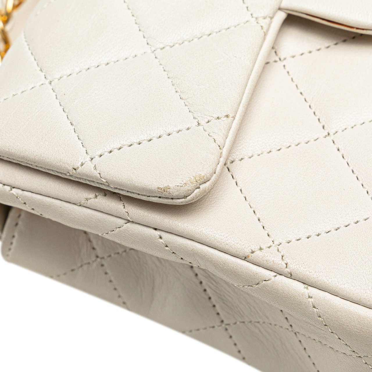 Chanel Mini Square Classic Lambskin Single Flap Wit