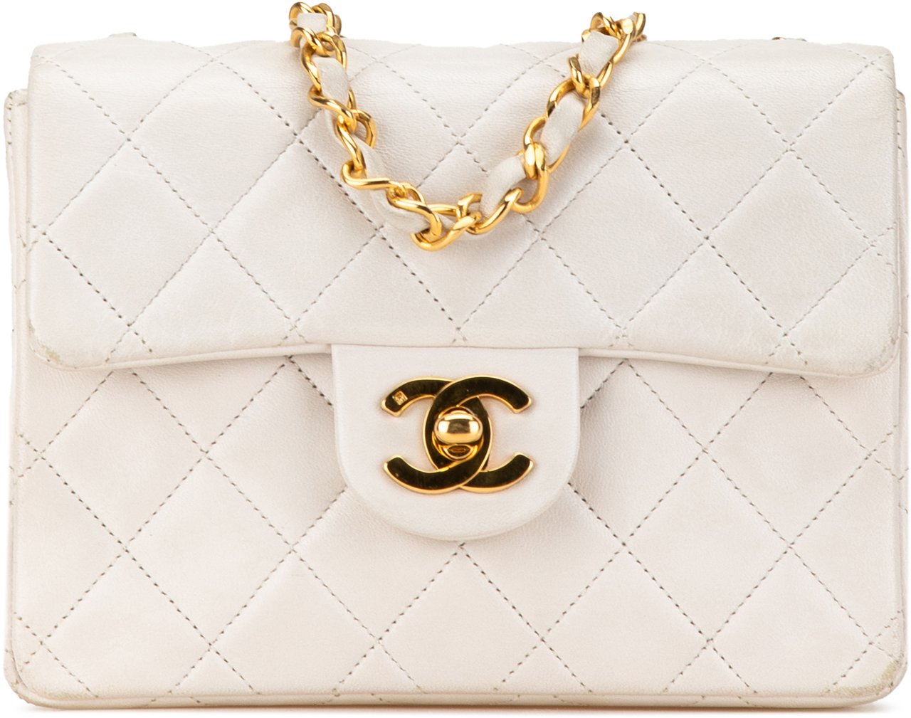 Chanel Mini Square Classic Lambskin Single Flap Wit