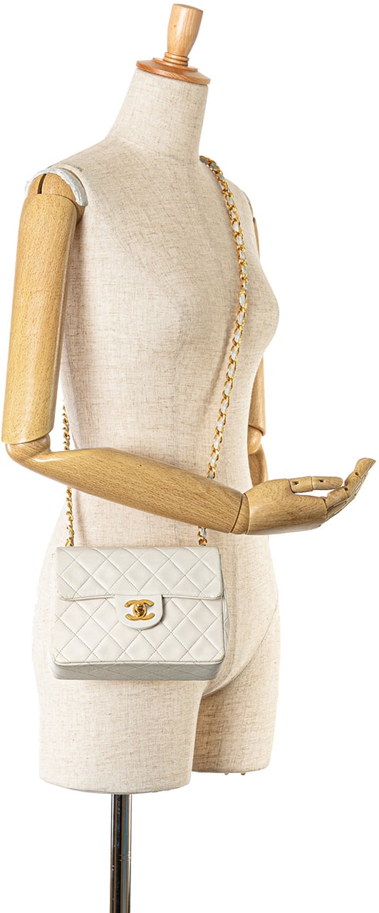 Chanel Mini Square Classic Lambskin Single Flap Wit