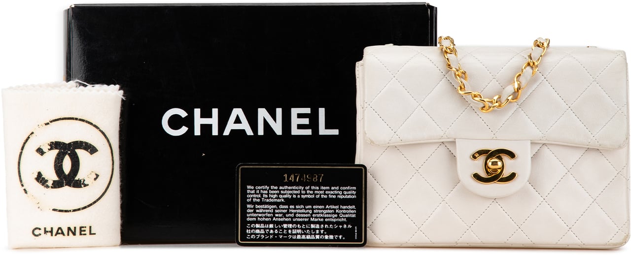 Chanel Mini Square Classic Lambskin Single Flap Wit