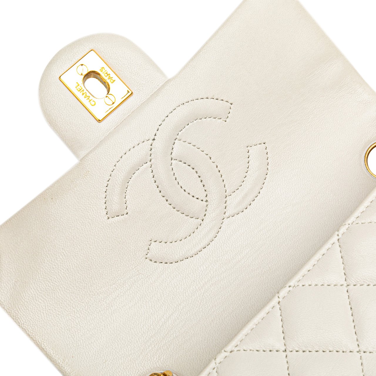 Chanel Mini Square Classic Lambskin Single Flap Wit
