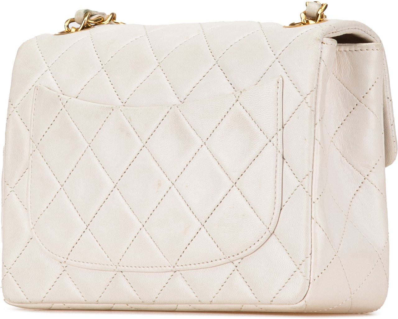 Chanel Mini Square Classic Lambskin Single Flap Wit