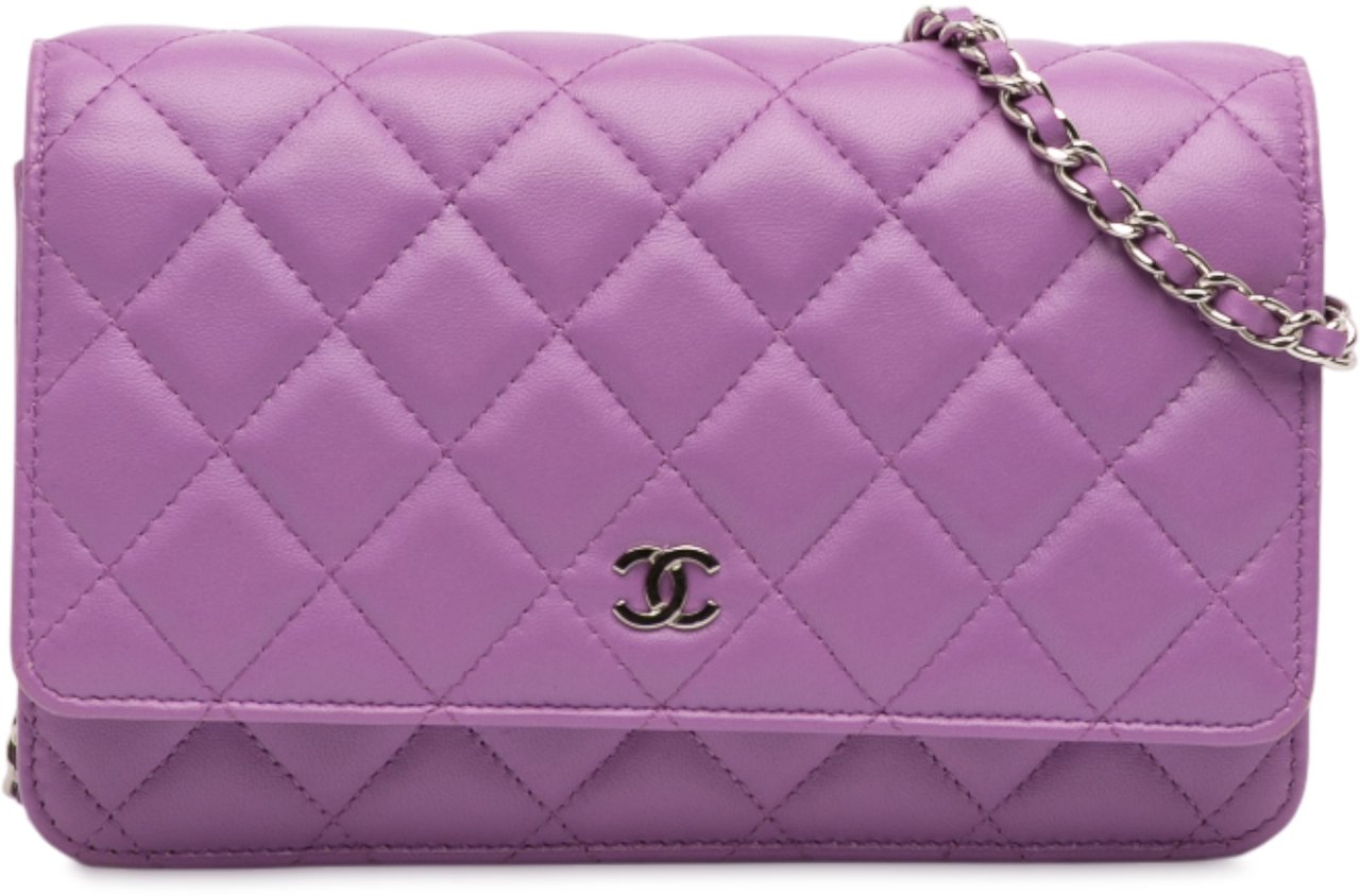 Chanel CC Quilted Lambskin Wallet on Chain Paars