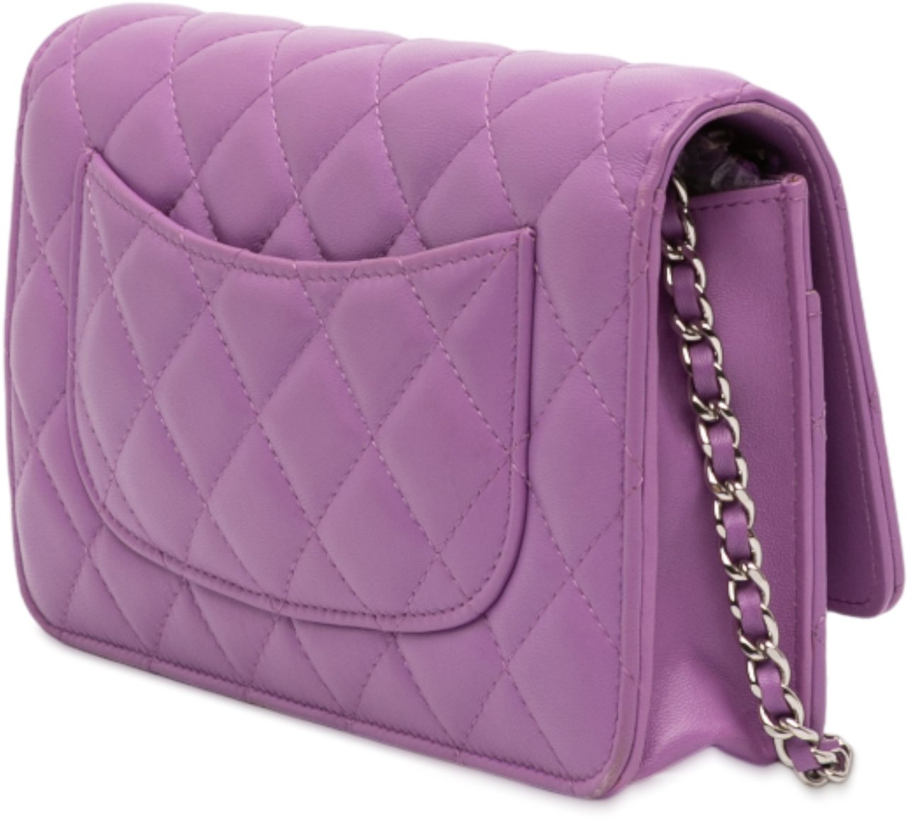 Chanel CC Quilted Lambskin Wallet on Chain Paars