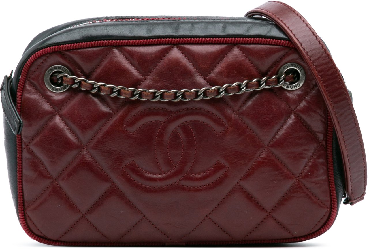 Chanel Small Bicolor Quilted Calfskin Ballerine Camera Bag Rood