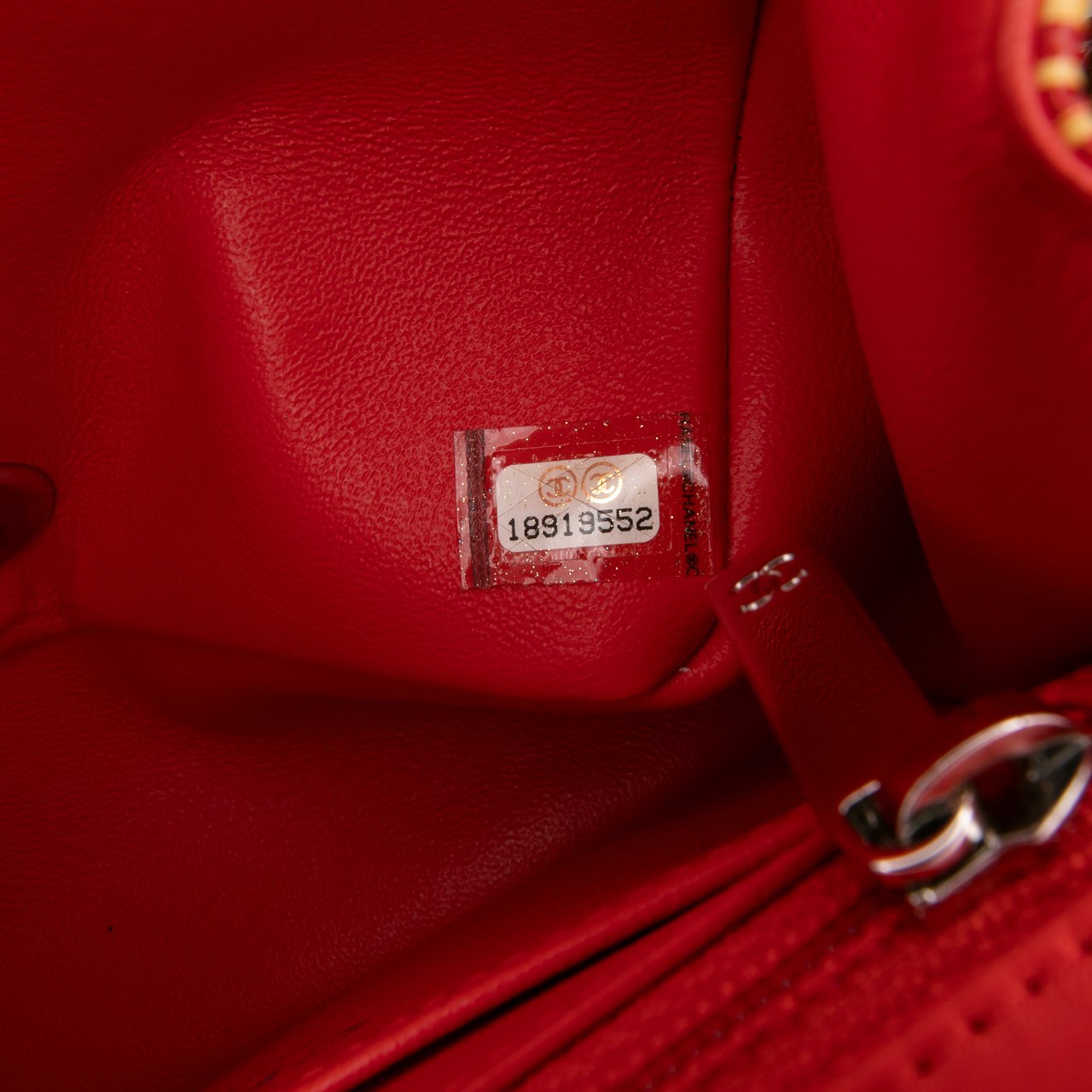 Chanel Mini Square Classic Patent Striped Single Flap Oranje