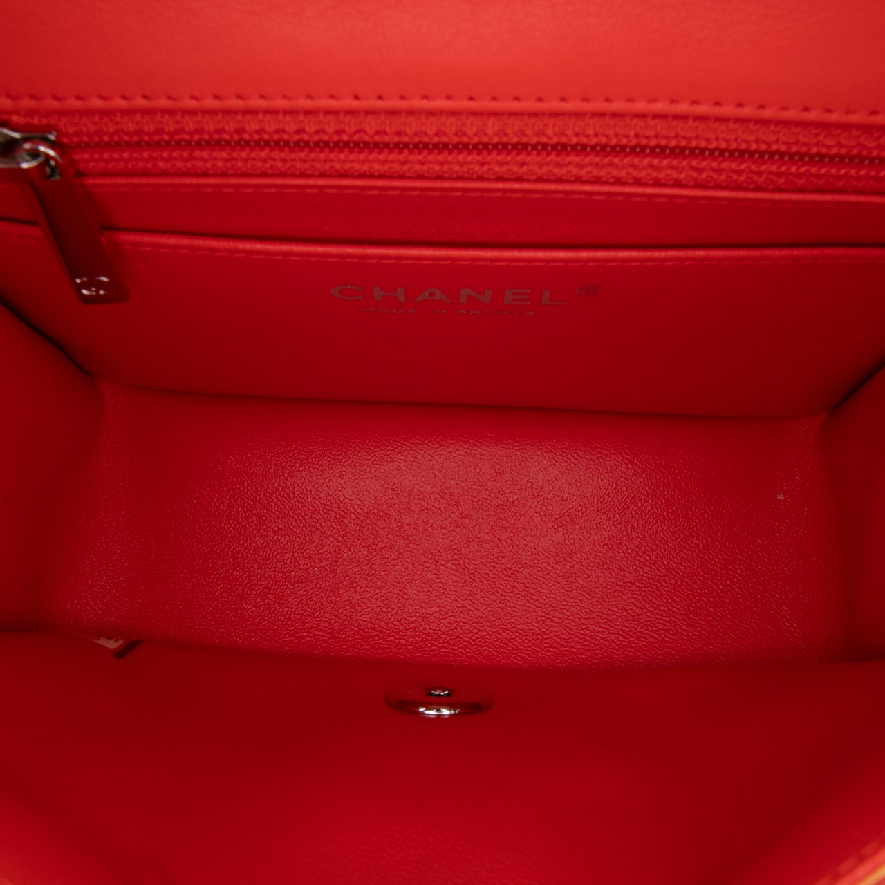 Chanel Mini Square Classic Patent Striped Single Flap Oranje