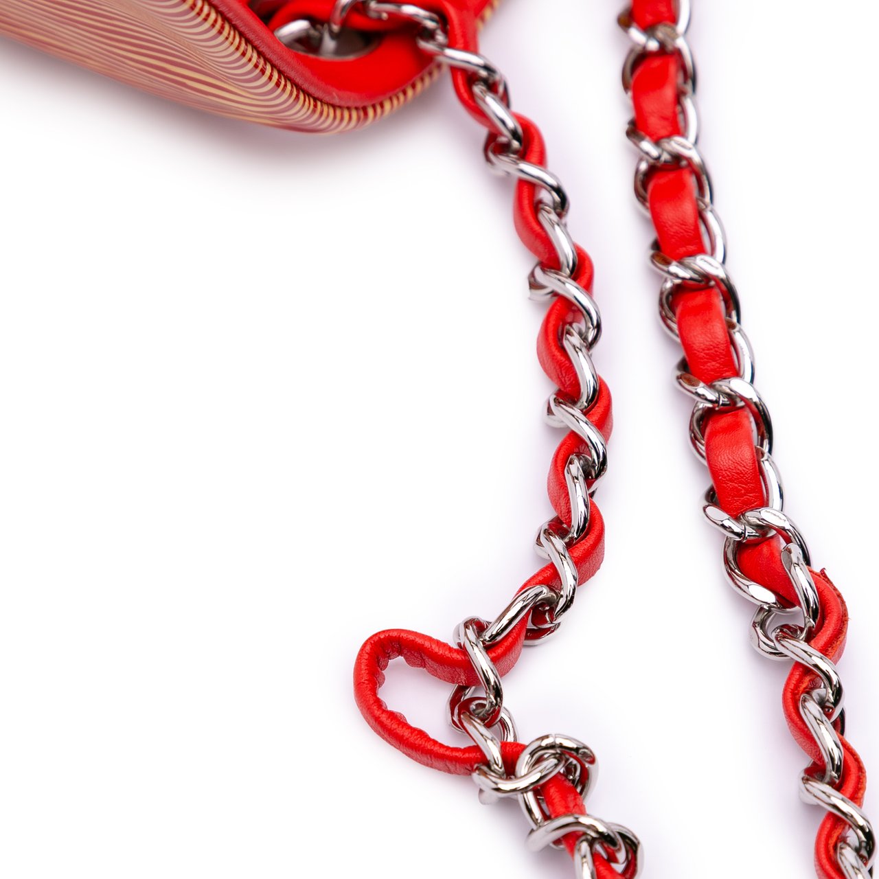 Chanel Mini Square Classic Patent Striped Single Flap Oranje