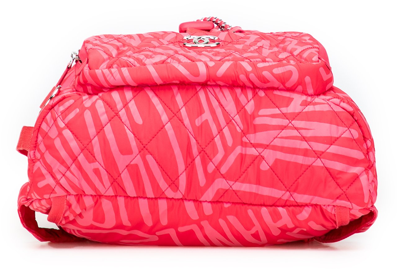 Chanel Printed Nylon Coco Neige Convertible Backpack Roze
