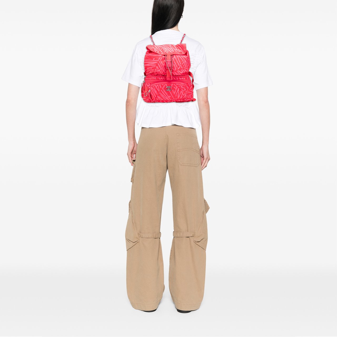 Chanel Printed Nylon Coco Neige Convertible Backpack Roze