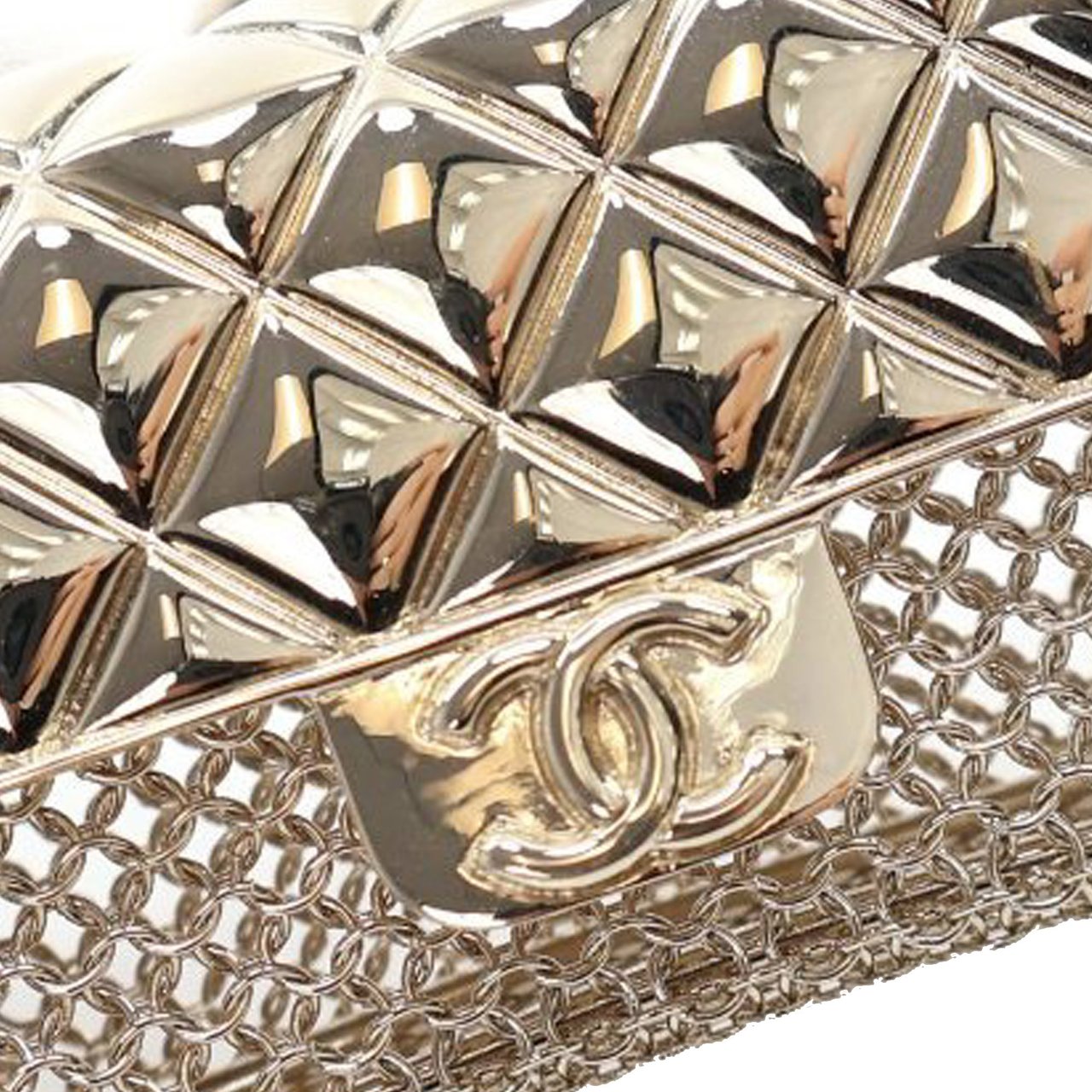 Chanel Gold Plated Lambskin Micro Flap Bag Pendant Necklace Goud