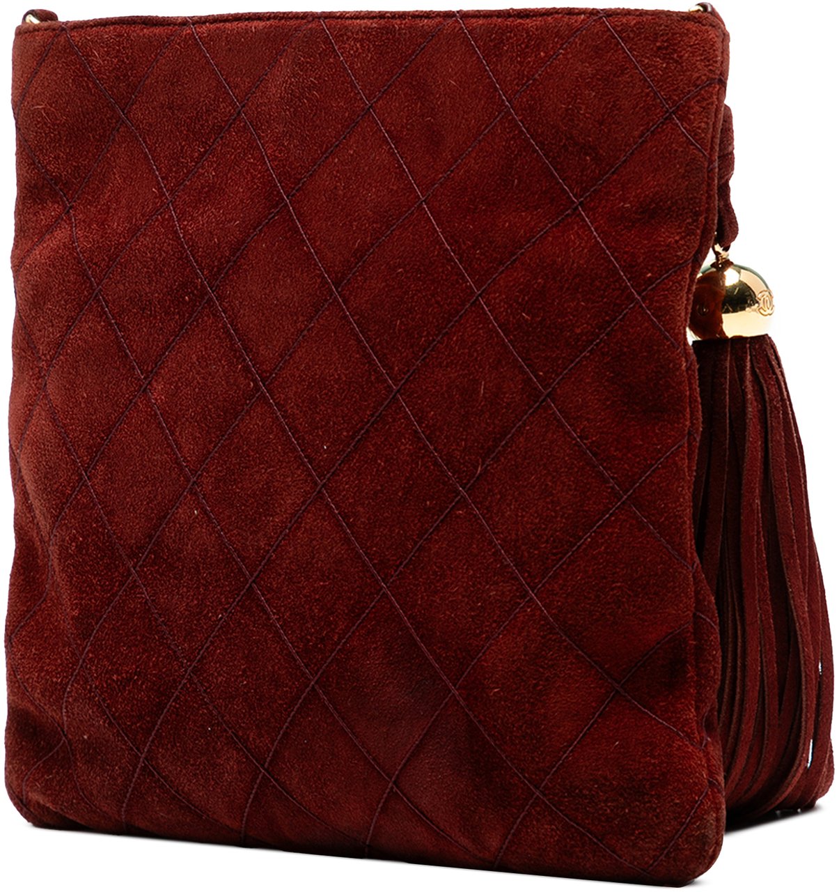 Chanel CC Quilted Suede Tassel Crossbody Rood