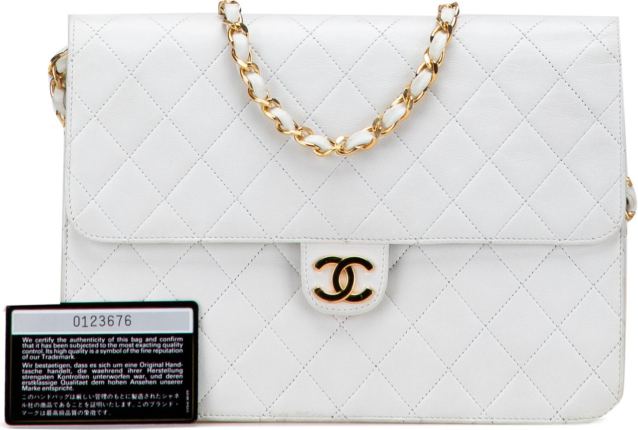 Chanel CC Quilted Lambskin Single Flap Wit
