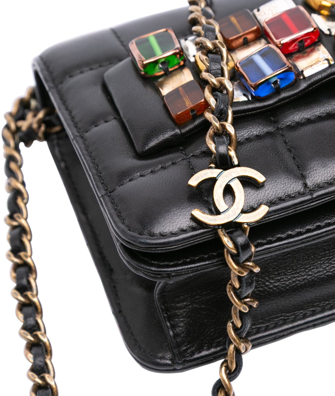 Chanel Paris Byzance Lambskin Jeweled Evening Clutch with Chain Zwart