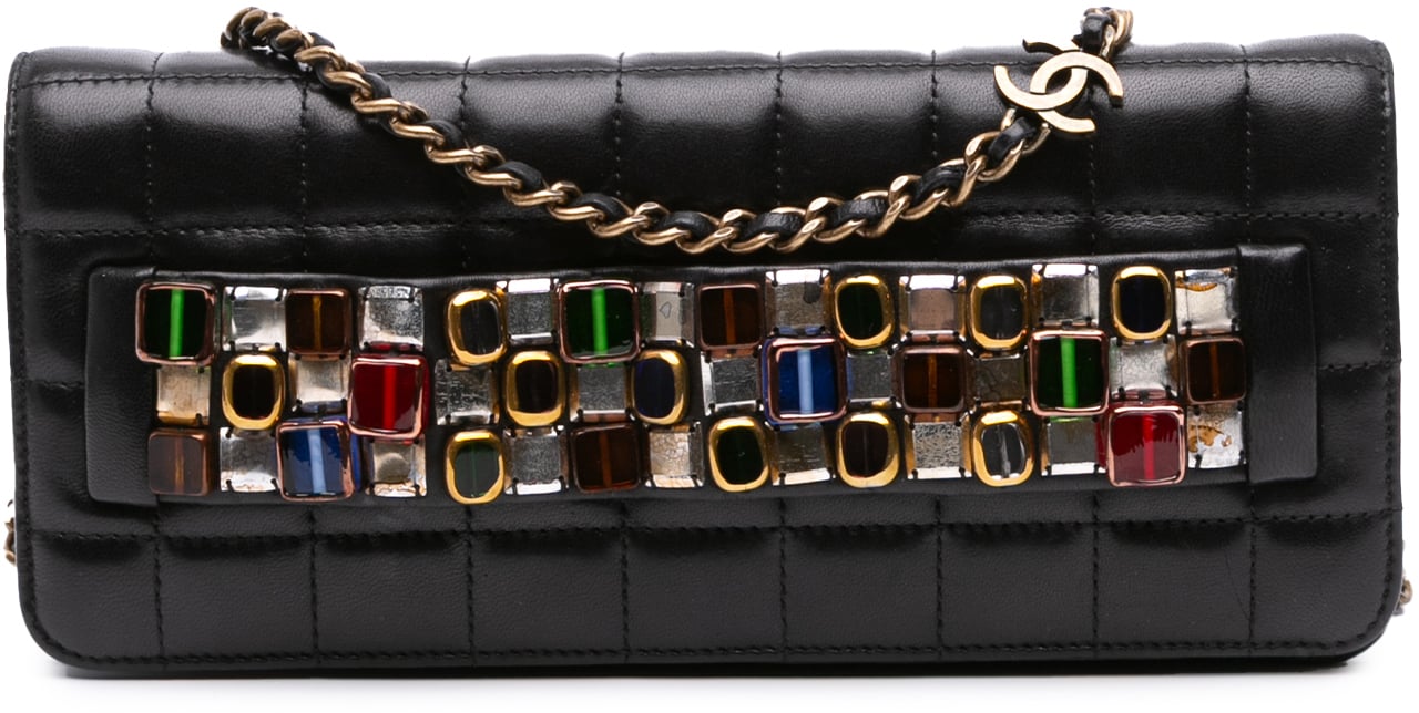 Chanel Paris Byzance Lambskin Jeweled Evening Clutch with Chain Zwart