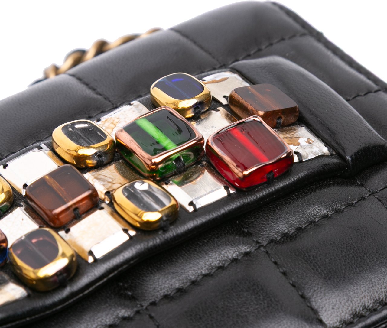 Chanel Paris Byzance Lambskin Jeweled Evening Clutch with Chain Zwart