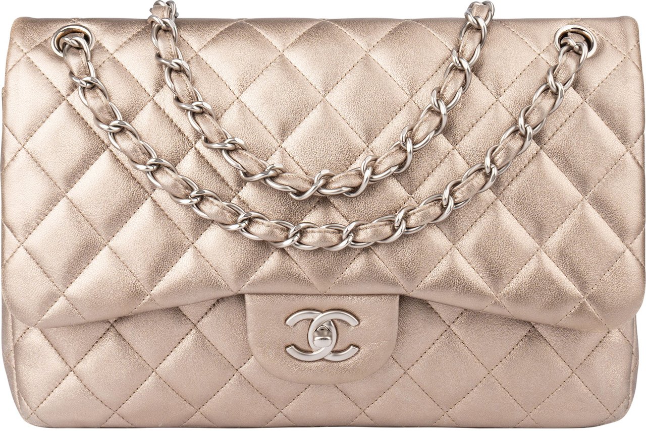 Chanel Chanel Quilted Lambskin Jumbo Double Flap Crossbody Bag Oranje