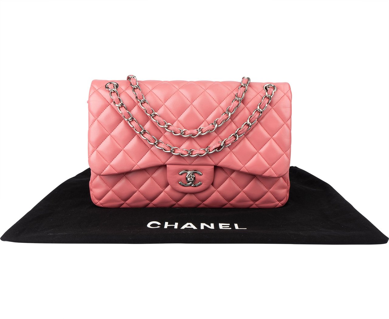 Chanel Chanel Quilted Lambskin Jumbo Double Flap Crossbody Bag Rood