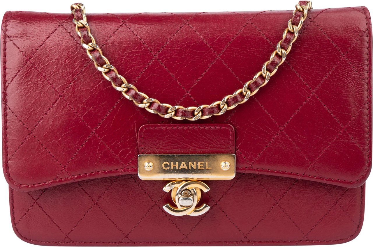 Chanel Chanel Quilted Goatskin Wallet On Chain Crossbody Bag Rood