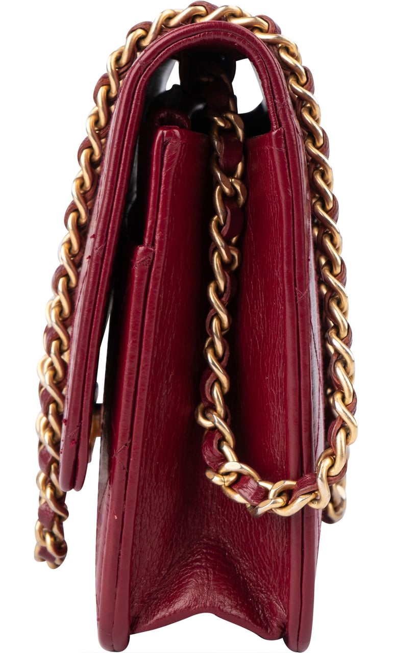 Chanel Chanel Quilted Goatskin Wallet On Chain Crossbody Bag Rood