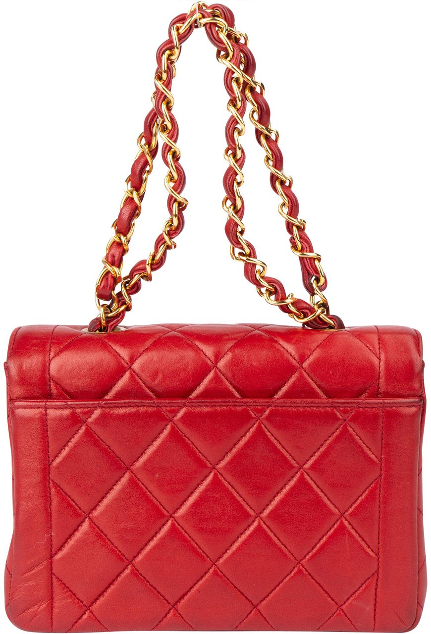 Chanel Chanel Quilted Lambskin 24K Gold Single Flap Shoulder Bag Rood