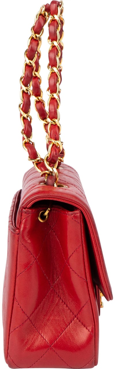 Chanel Chanel Quilted Lambskin 24K Gold Single Flap Shoulder Bag Rood