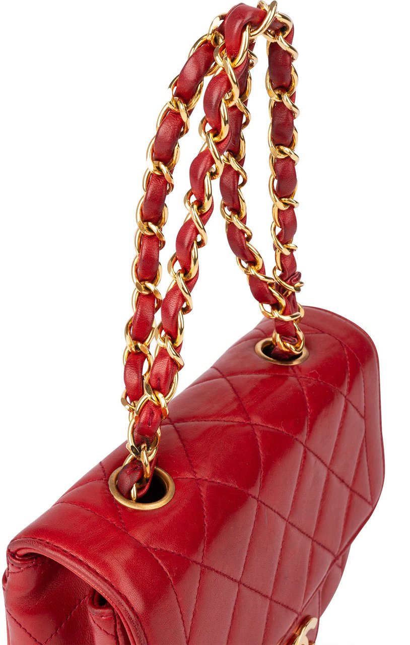 Chanel Chanel Quilted Lambskin 24K Gold Single Flap Shoulder Bag Rood