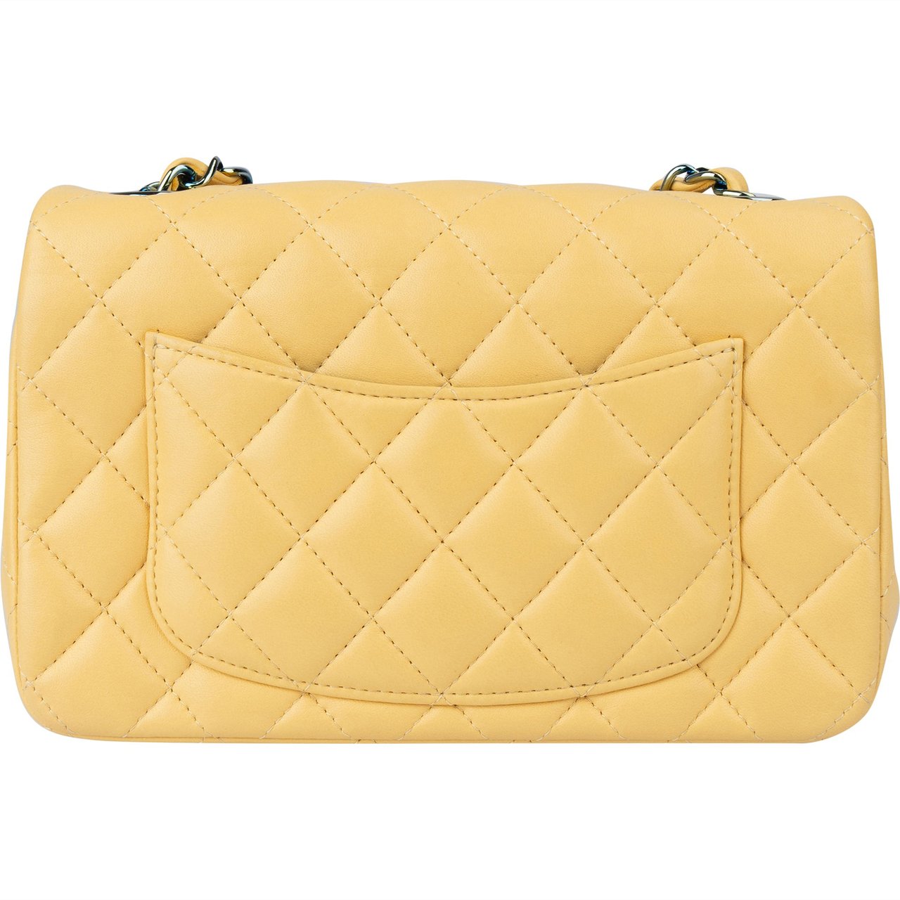 Chanel Chanel Quilted Lambskin Single Flap Crossbody Bag Geel