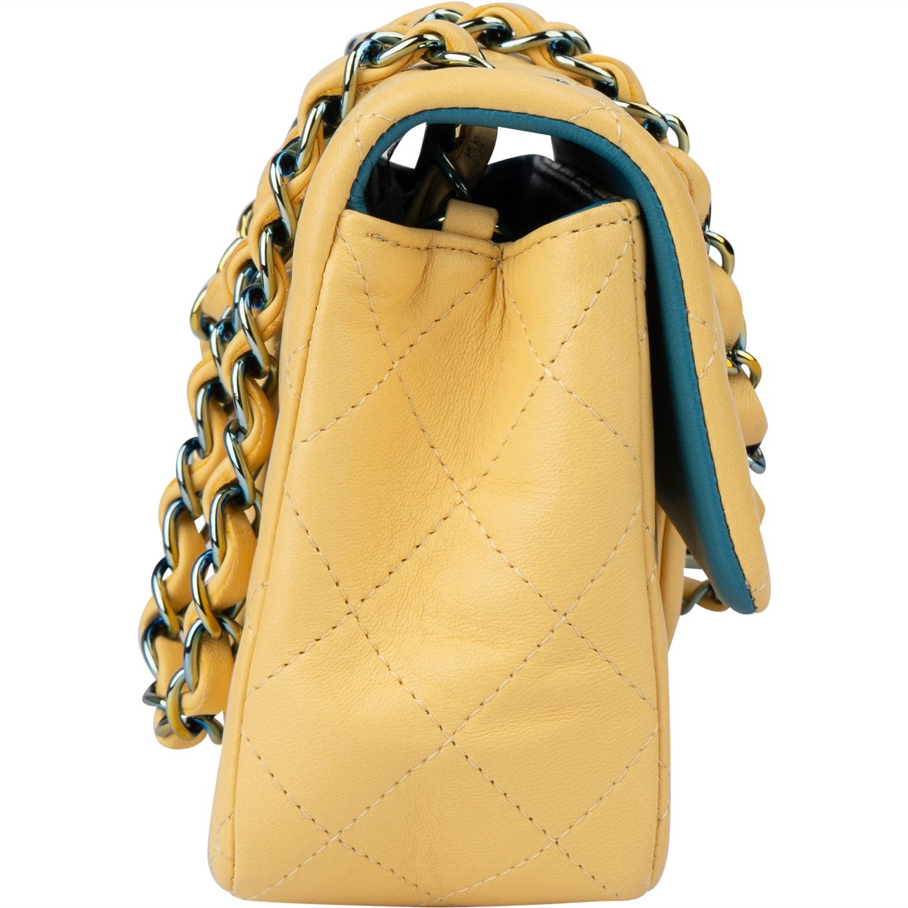 Chanel Chanel Quilted Lambskin Single Flap Crossbody Bag Geel