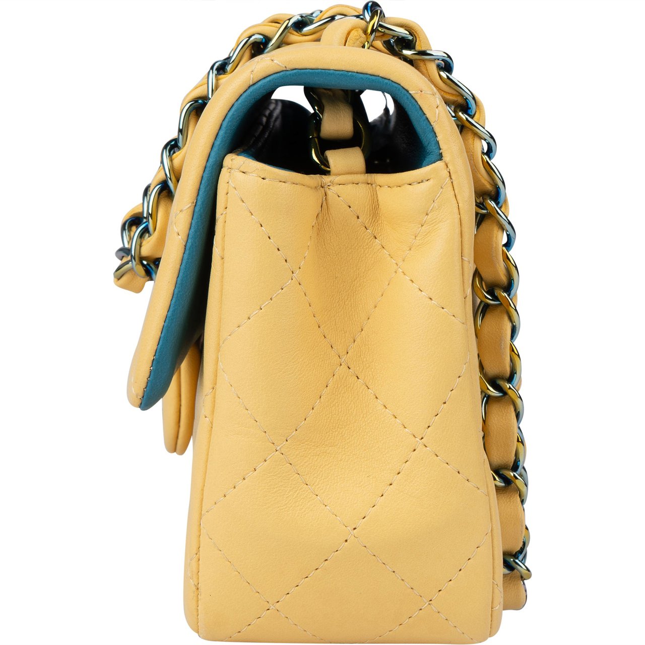 Chanel Chanel Quilted Lambskin Single Flap Crossbody Bag Geel