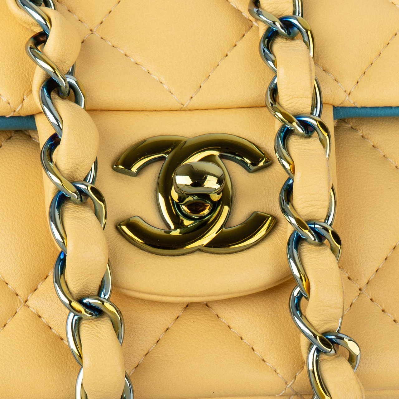 Chanel Chanel Quilted Lambskin Single Flap Crossbody Bag Geel