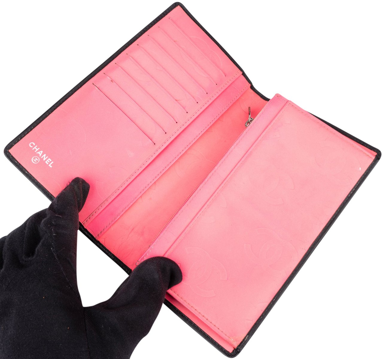 Chanel Chanel Quilted Lambskin Cambon CC Wallet Zwart