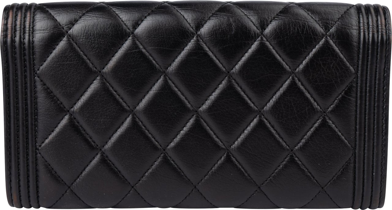 Chanel Chanel Quilted Lambskin Boy CC Wallet Divers