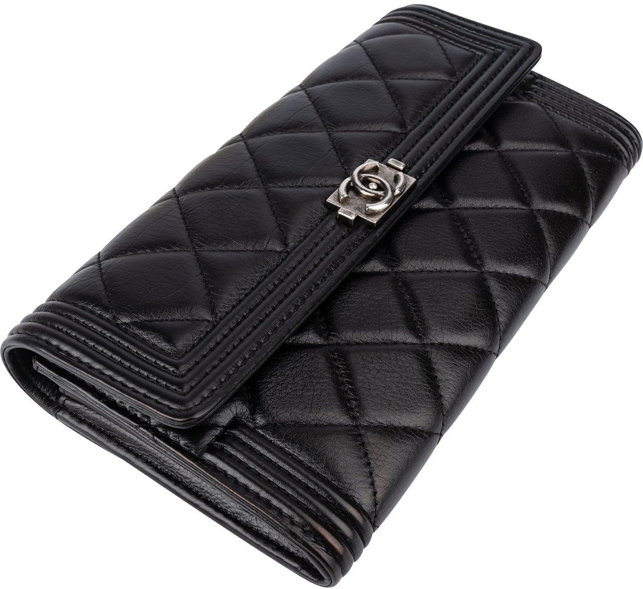 Chanel Chanel Quilted Lambskin Boy CC Wallet Divers