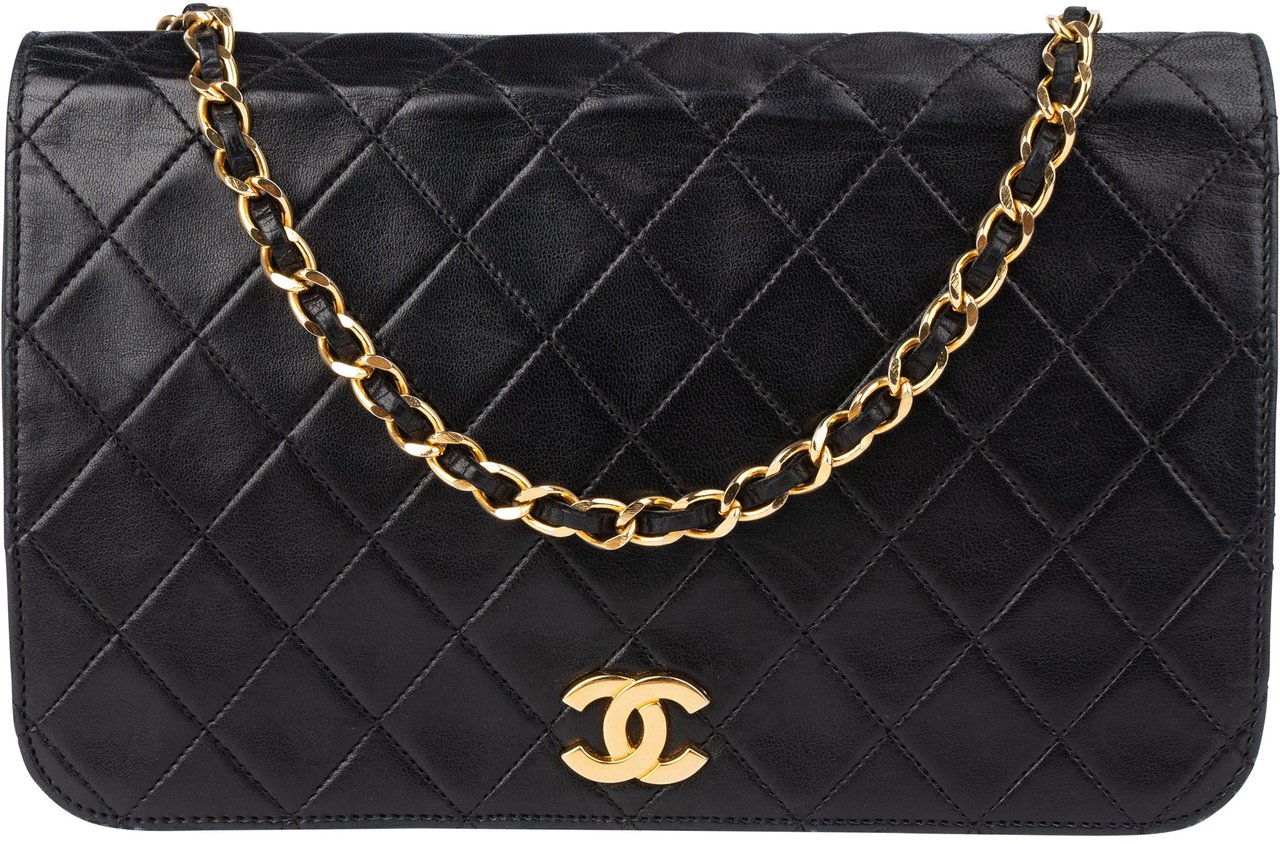 Chanel Chanel Quilted Lambskin Single Flap Shoulder Bag Zwart