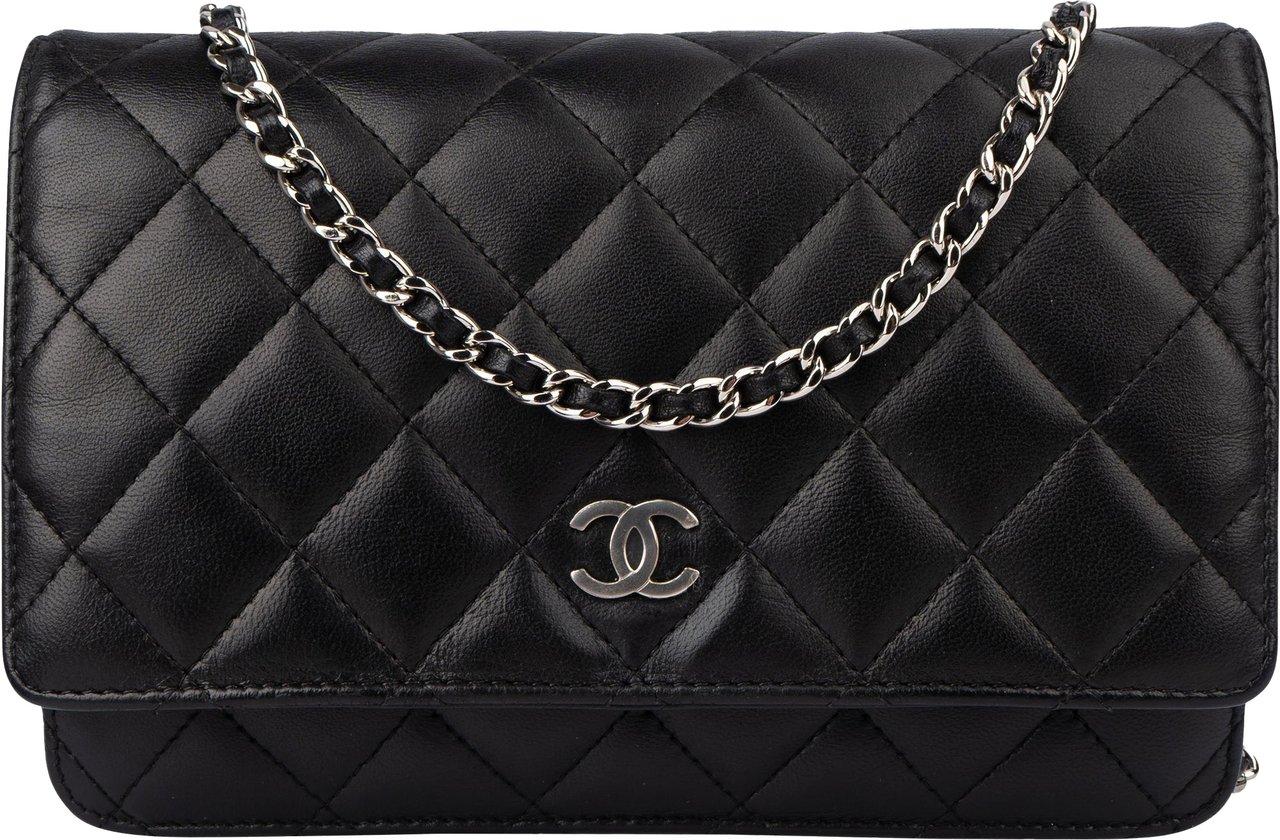 Chanel Chanel Quilted Lambskin Wallet On Chain Crossbody Bag Zwart