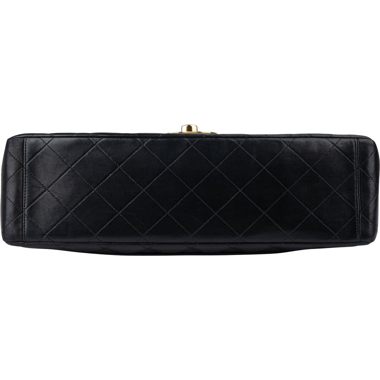 Chanel Chanel Quilted Lambskin 24K Gold Maxi Single Flap Crossbody Bag Zwart