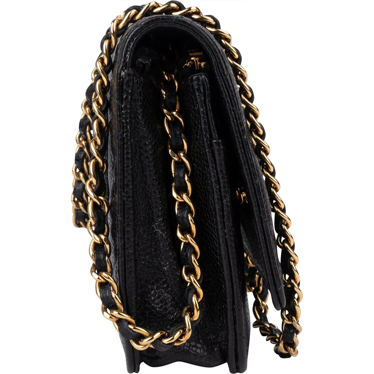 Chanel Chanel Quilted Caviar Leather Wallet On Chain Crossbody Bag Zwart