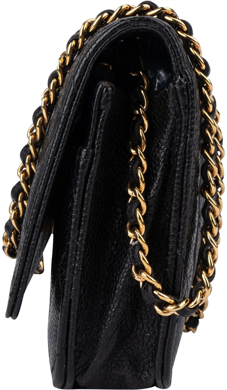 Chanel Chanel Quilted Caviar Leather Wallet On Chain Crossbody Bag Zwart