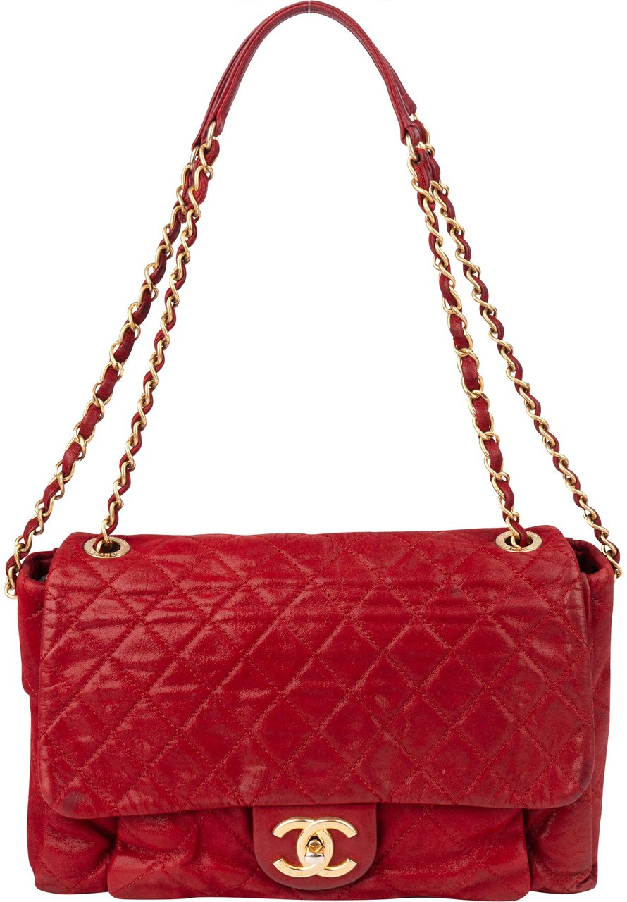 Chanel Chanel Quilted Iridescent Calfskin Single Flap Shoulder Bag Rood