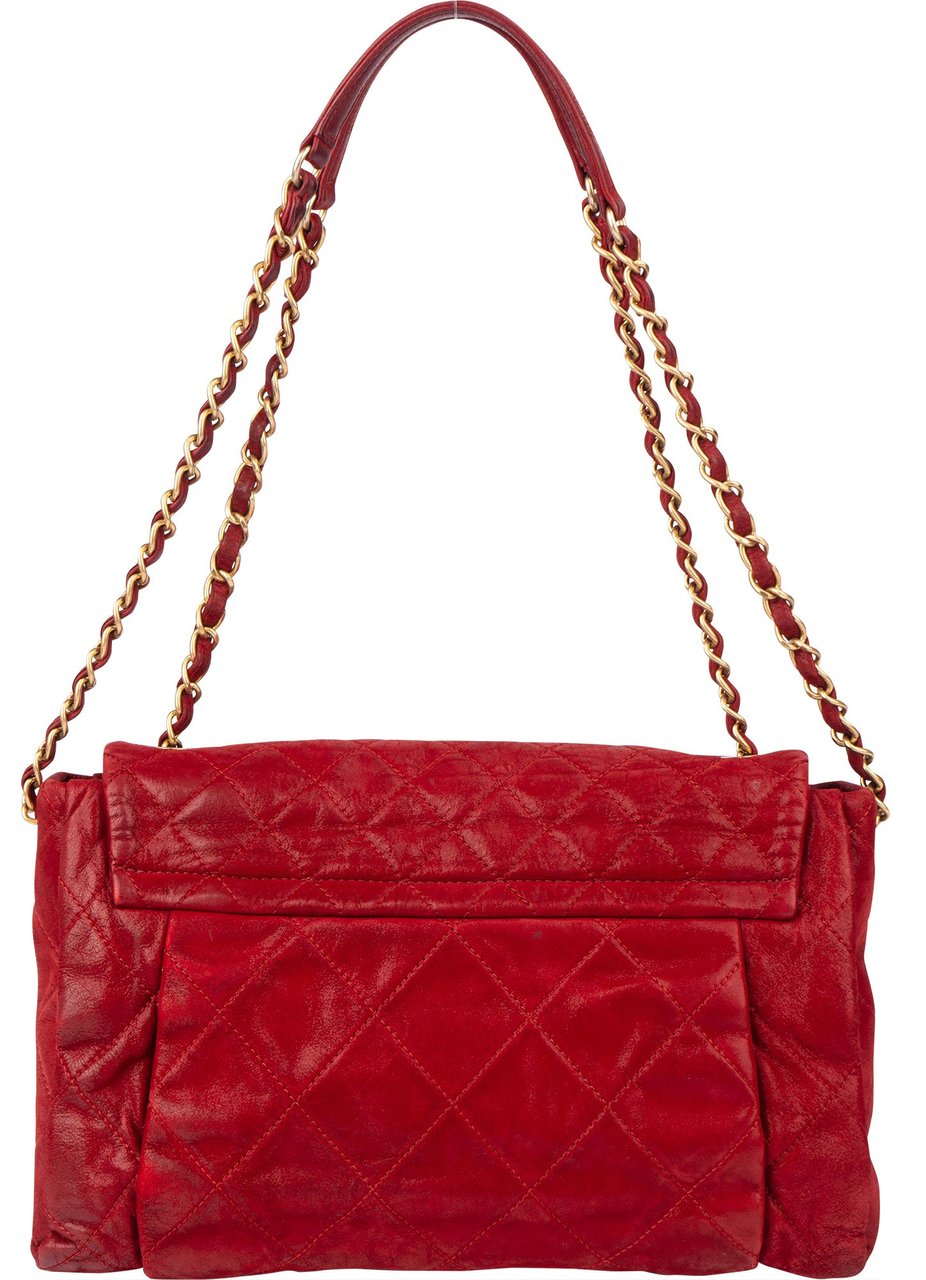 Chanel Chanel Quilted Iridescent Calfskin Single Flap Shoulder Bag Rood