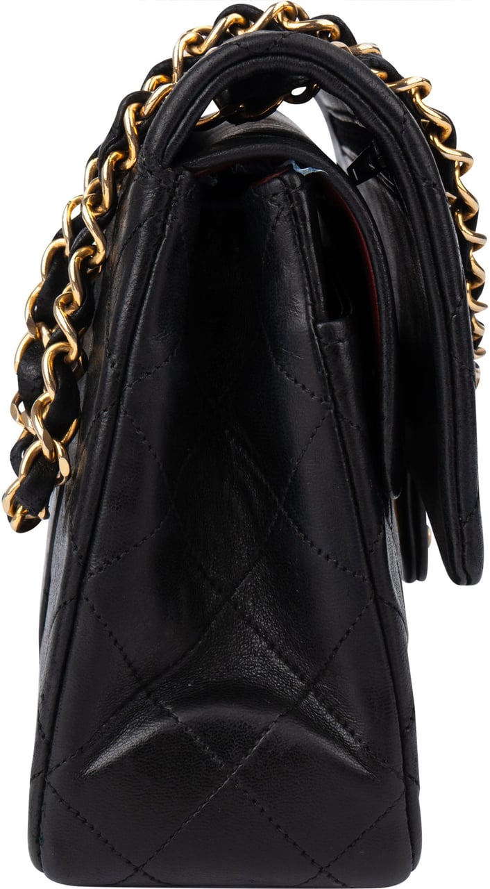 Chanel Chanel Quilted Lambskin 24K Gold Medium Double Flap Shoulder Bag Zwart