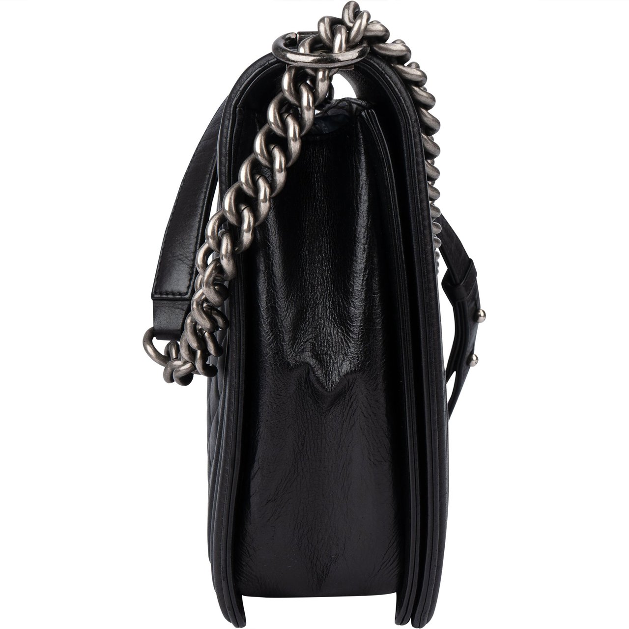 Chanel Chanel Quilted Lambskin Boy Single Flap Crossbody Bag Zwart