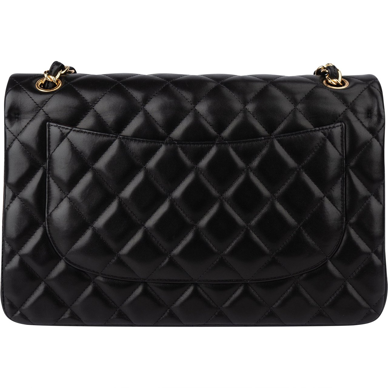 Chanel Chanel Quilted Lambskin Jumbo Double Flap Crossbody Bag Zwart
