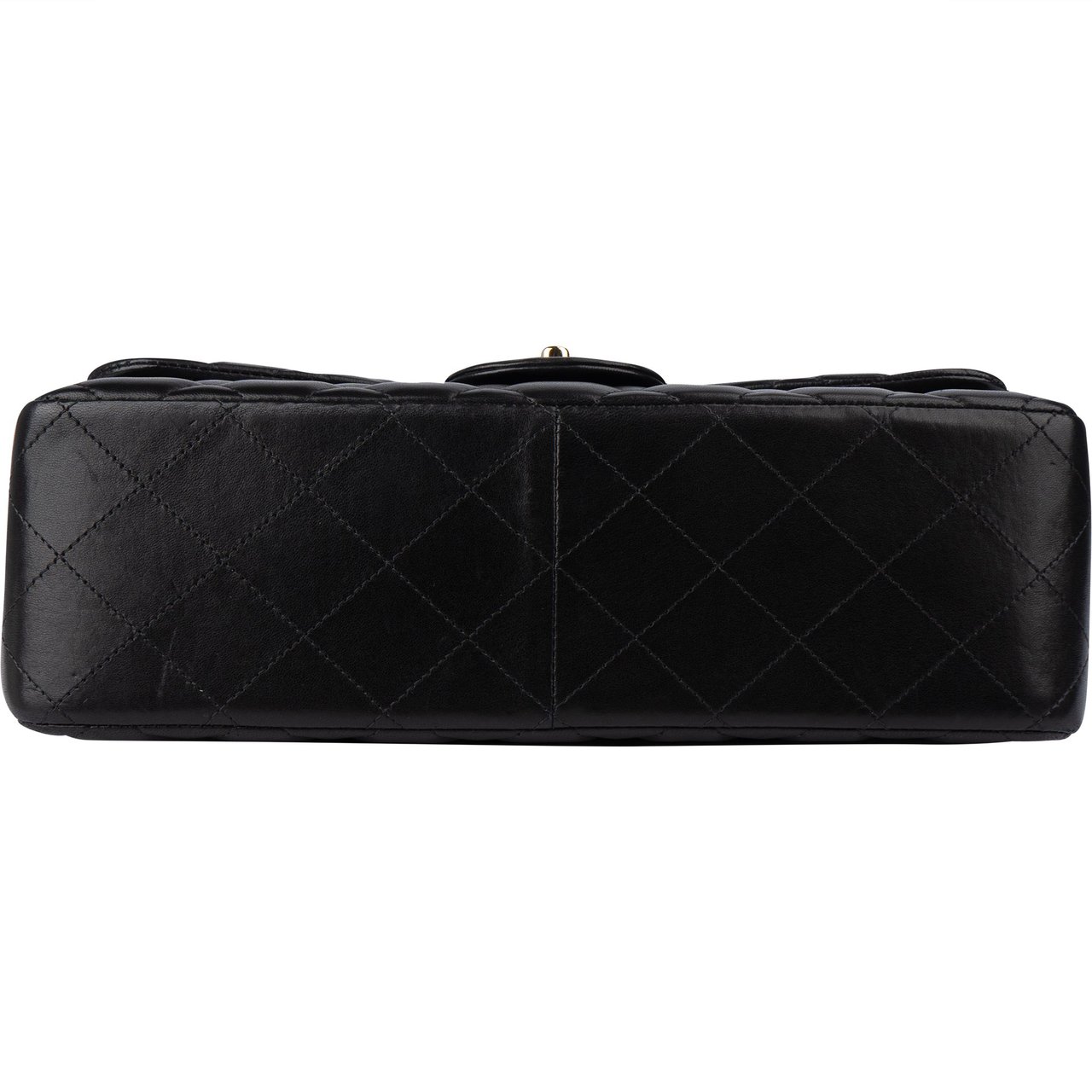 Chanel Chanel Quilted Lambskin Jumbo Double Flap Crossbody Bag Zwart