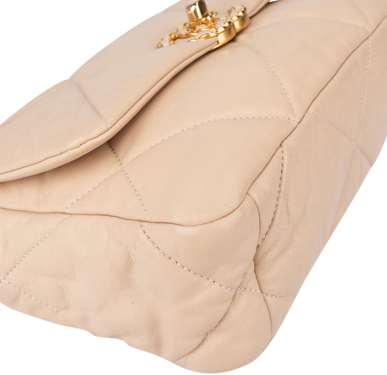 Chanel Chanel 19 Quilted Lambskin Single Flap Crossbody Bag Beige