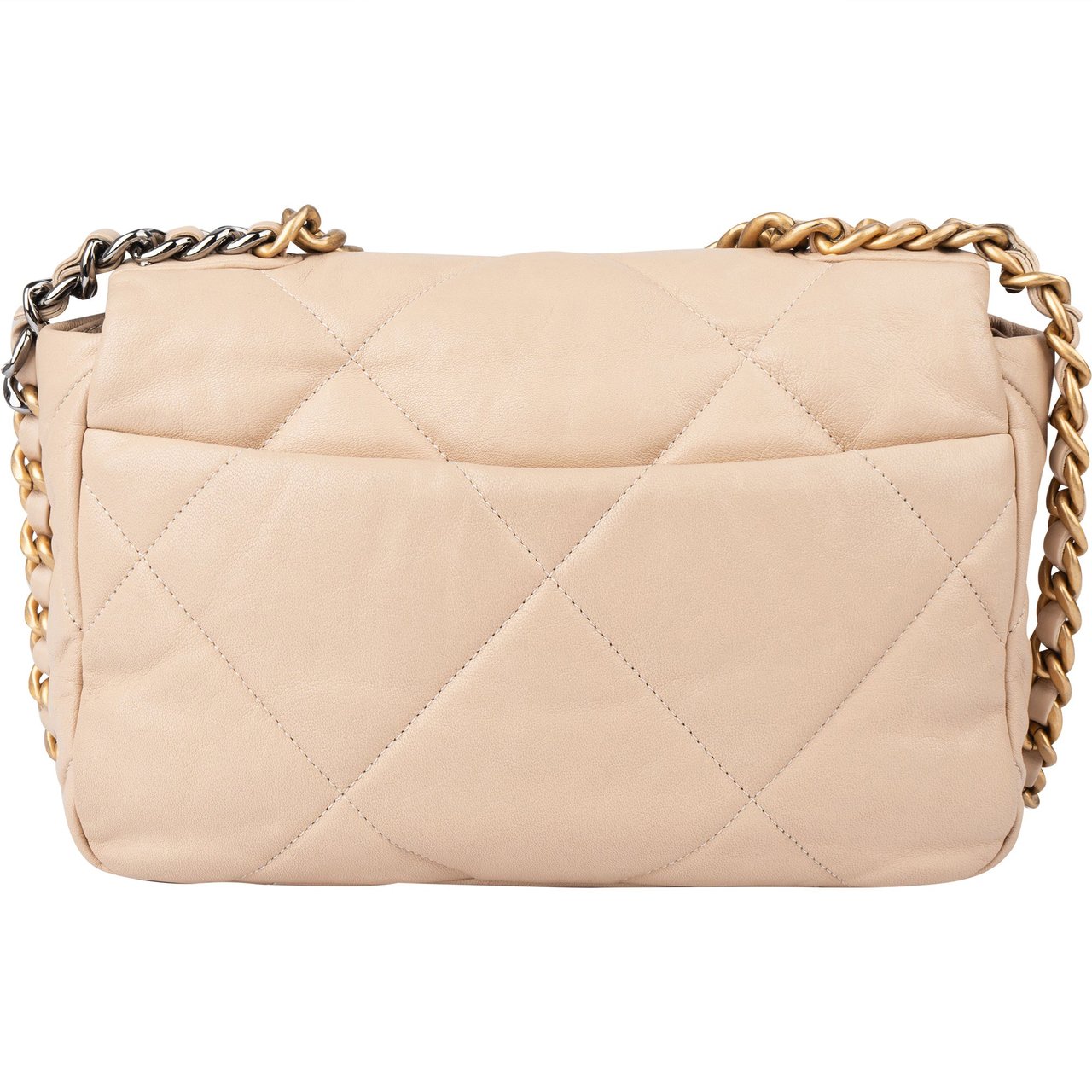Chanel Chanel 19 Quilted Lambskin Single Flap Crossbody Bag Beige