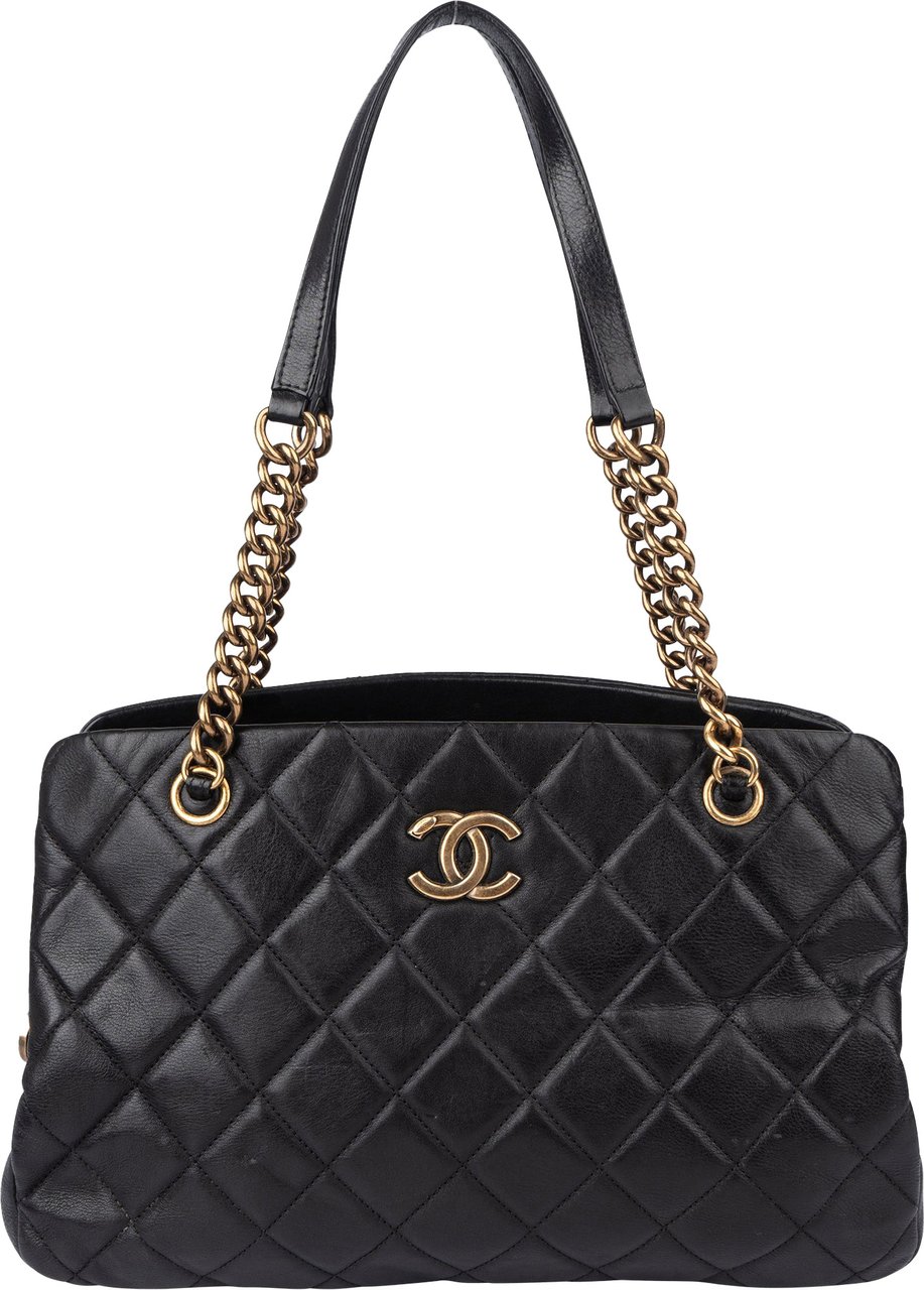 Chanel Chanel Quilted Leather CC Shoulder Bag Zwart